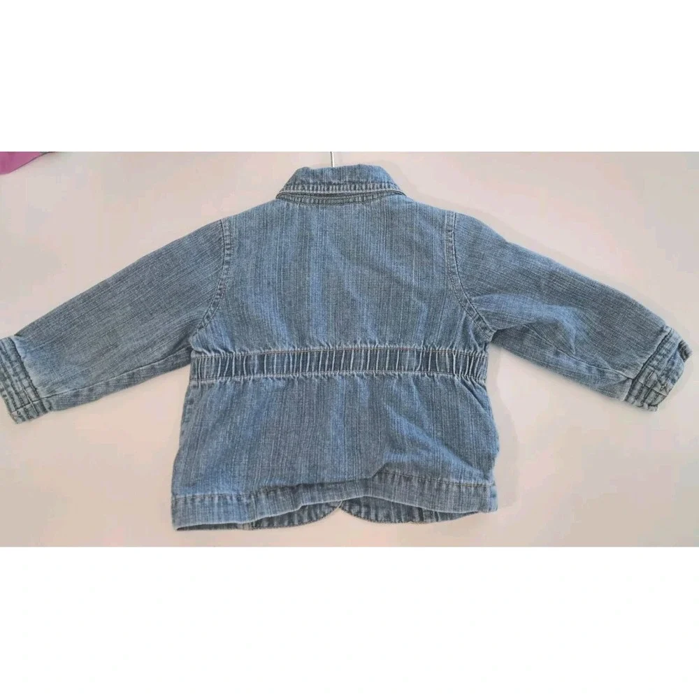 Oshkosh Denim Jacket 9 Months Floral‎ Lining Embroidered Buttons